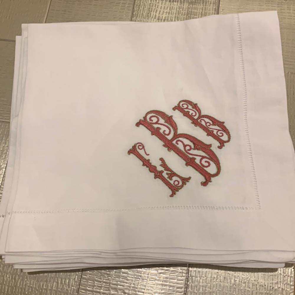 Monogrammed dinner napkins from The Enchanted Home